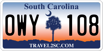SC license plate OWY108