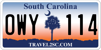 SC license plate OWY114