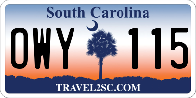 SC license plate OWY115