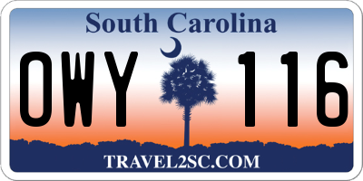 SC license plate OWY116