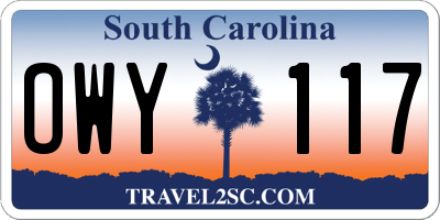 SC license plate OWY117