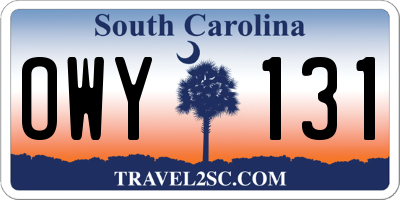 SC license plate OWY131