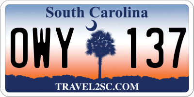 SC license plate OWY137