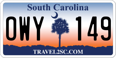 SC license plate OWY149
