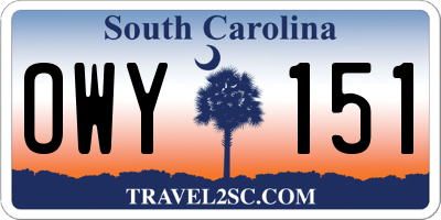 SC license plate OWY151