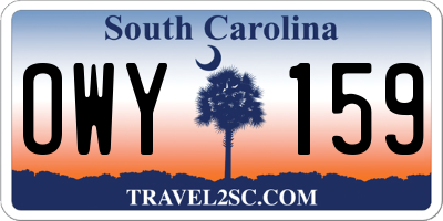 SC license plate OWY159