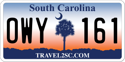 SC license plate OWY161