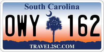 SC license plate OWY162