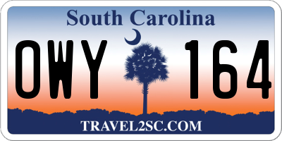 SC license plate OWY164