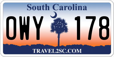 SC license plate OWY178