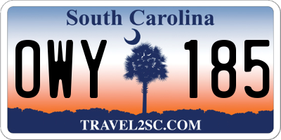 SC license plate OWY185
