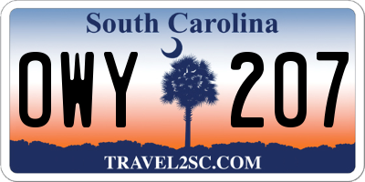 SC license plate OWY207