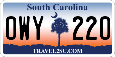 SC license plate OWY220