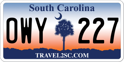 SC license plate OWY227
