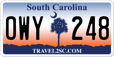 SC license plate OWY248