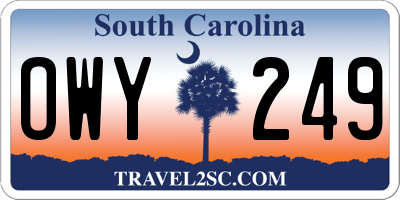 SC license plate OWY249