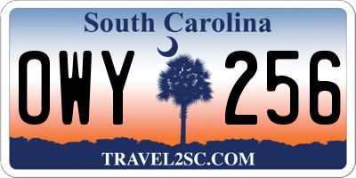 SC license plate OWY256