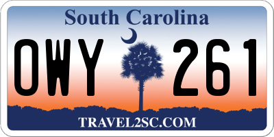 SC license plate OWY261