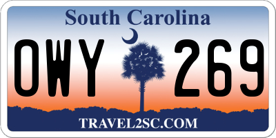 SC license plate OWY269