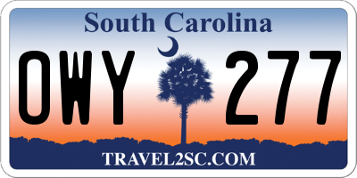 SC license plate OWY277