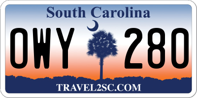 SC license plate OWY280