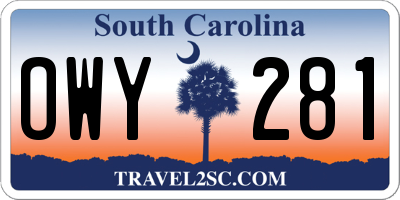 SC license plate OWY281