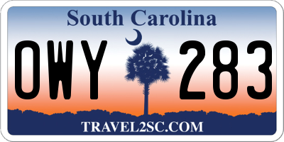 SC license plate OWY283