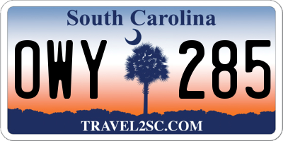 SC license plate OWY285