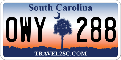 SC license plate OWY288