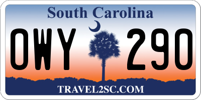 SC license plate OWY290