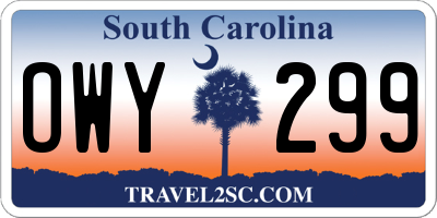 SC license plate OWY299