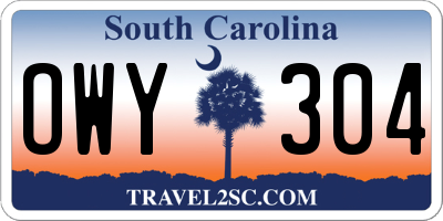 SC license plate OWY304