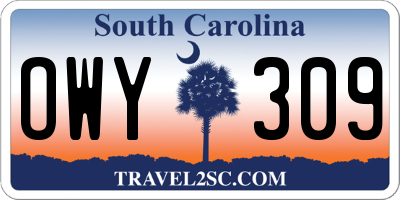 SC license plate OWY309