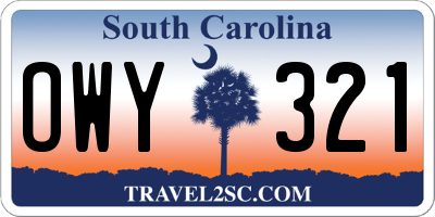 SC license plate OWY321