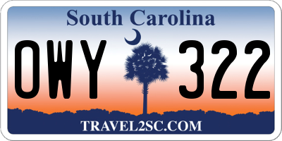 SC license plate OWY322