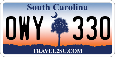 SC license plate OWY330