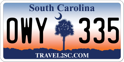 SC license plate OWY335