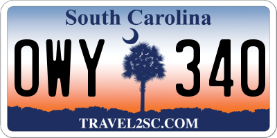 SC license plate OWY340
