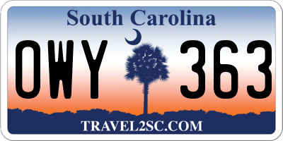 SC license plate OWY363