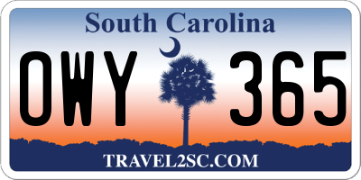 SC license plate OWY365