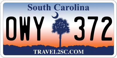 SC license plate OWY372