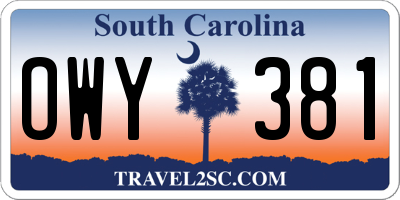 SC license plate OWY381