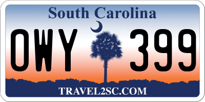 SC license plate OWY399