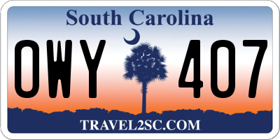 SC license plate OWY407