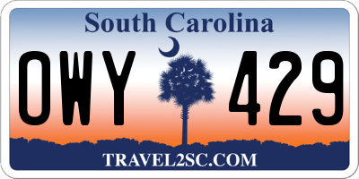 SC license plate OWY429