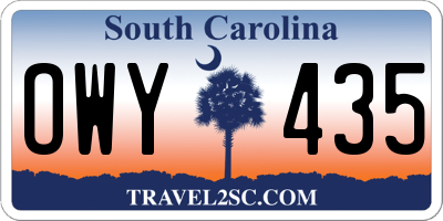 SC license plate OWY435