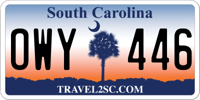 SC license plate OWY446