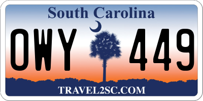 SC license plate OWY449
