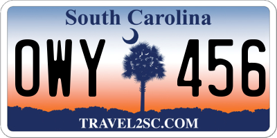 SC license plate OWY456