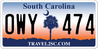 SC license plate OWY474